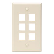 QuickPort Wallplate, Single Gang, 6-Port, Light Almond