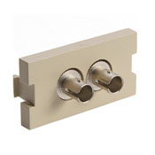 MOS Insert, Duplex ST Fiber Adapter with Zirconia Ceramic Sleeve, 1 unit high, ivory.  For use with Single-Mode or Multi-Mode fiber.