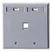 QuickPort Wallplate with ID window, dual gang, 1-port, grey