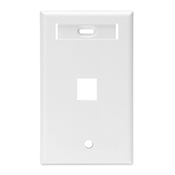 Product image for Leviton 42080-1WS Single Gang 1-Port White QuickPort Wallplate with ID Window