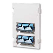 MOS Insert, Duplex SC Fiber Adapter with Zirconia Ceramic Sleeve, 45° exit, 3 units high, white. For use with Single-Mode and Multi-Mode fiber.