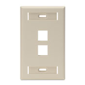QuickPort Wallplate with ID window, single gang, 2-port, ivory