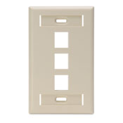 QuickPort Wallplate with ID window, single gang, 3-port, ivory