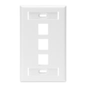 QuickPort Wallplate with ID window, single gang, 3-port, white
