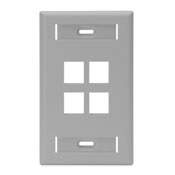 QuickPort Wallplate with ID window, single gang, 4-port, grey