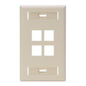 QuickPort Wallplate with ID window, single gang, 4-port, ivory