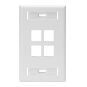 Product image for Leviton 42080-4WS Single Gang 4-Port White QuickPort Wallplate with ID Windows