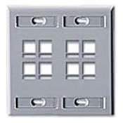 QuickPort Wallplate with ID window, dual gang, 8-port, grey