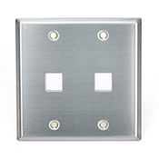QuickPort Wallplate, Dual Gang, 2-Port, Stainless Steel