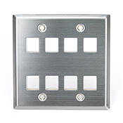QuickPort Wallplate, Dual Gang, 12-Port, Stainless Steel