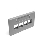 QuickPort Modular Furniture Faceplate, 4-port, grey. Includes 1 blank insert. Compatible with Herman Miller products.