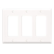 3-Gang, 3-Decora Standard size thermoset wallplate/faceplate. Light Almond
