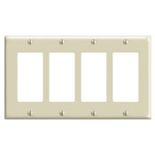 4-Gang Decora/GFCI Device Decora Wallplate, Standard Size, Thermoplastic Nylon, Device Mount, Light Almond