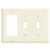 3-Gang 2-Toggle 1-Decora/GFCI Device Combination Wallplate, Standard Size, Thermoset, Device Mount, Ivory