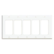 5-Gang Decora/GFCI Device Decora Wallplate, Standard Size, Thermoset, Device Mount, Light Almond