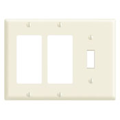 3-Gang 1-Toggle 2-Decora/GFCI Device Combination Wallplate, Standard Size, Thermoset, Device Mount, White