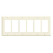 Product image for Leviton 80436-E 11.81 x 0.22 x 4.5 Inch 6-Gang Smooth Black Thermoset Device Mount Standard Decorator Wallplate