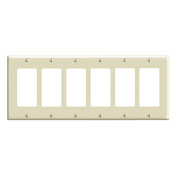 Product image for Leviton 80436-W 11.81 x 0.22 x 4.5 Inch 6-Gang Smooth White Thermoset Device Mount Standard Decorator Wallplate