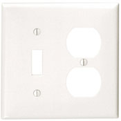 2-Gang 1-Toggle 1-Duplex Device Combination Wallplate, Standard Size, Thermoplastic Nylon, Device Mount, Red