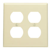 2-Gang Duplex Device Receptacle Wallplate, Hot Stamped Isolated Ground, Orange