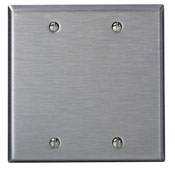 Product image for Leviton 84025 2-Gang Blank Wallplate, 430 Stainless Steel
