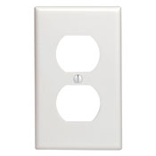 1-Gang Duplex Device Receptacle Wallplate, Standard Size, Thermoset, Device Mount, White