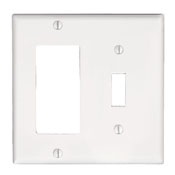 2-Gang, 1-Toggle 1-Decora/GFCI Device Combination Wallplate, Standard Size, Thermoset, Device Mount, Light Almond