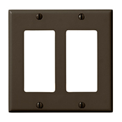 Product image for Leviton 80409 2-Gang Standard Size Thermoplastic Nylon Brown GFCI Device Mount Decora Wallplate/Faceplate