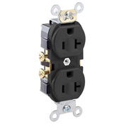 Product image for Leviton CR20-E 20A 125v Commercial Grade Duplex Receptacle, Side-Wired - Black