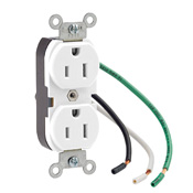 15-Amp, 125 Volt, Industrial Series Heavy Duty Specification Grade, Duplex Receptacle, Straight Blade, Grounding, White