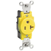 20 Amp, 125 Volt, Industrial Heavy Duty Grade, Single Receptacle, Straight Blade, Self Grounding, Gray