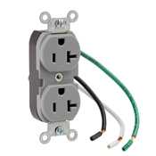 20-Amp, 125 Volt, Duplex Receptacle, Industrial Series Heavy Duty Specification Grade, Straight Blade, 6