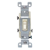 15 Amp, 120 Volt, Toggle Framed 3-Way AC Quiet Switch, Residential Grade, Non-Grounding, Quickwire Push-In & Side Wired, Brown