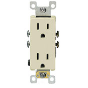 15 Amp, 125 Volt, Decora Duplex Receptacle, Residential Grade, Self Grounding, Light Almond