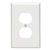 1-Gang Duplex Device Receptacle Wallplate, Midway Size, Thermoset, Device Mount, Light Almond