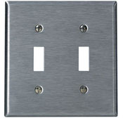 2-Gang, 2-Toggle Switch, Wallplate, Midway Size, Stainless Steel