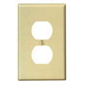 Product image for Leviton PJ8-E 1-Gang Midway Size Thermoplastic Nylon Device Mount Black Duplex Receptacle Wallplate