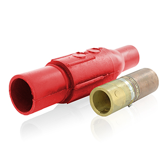 22 Series Single Pole Cam-Type Contact & Insulator, Ball Nose In-Line Latching Female Connector, Crimped, 690 Amp Max, Red