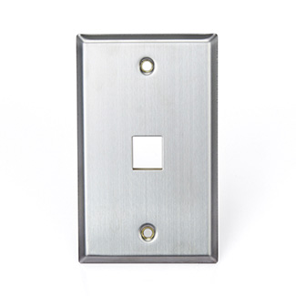 Product image for Leviton 43080-1S1 2.78 x 0.45 x 4.5 Inch Brushed 304 Stainless Steel Snap-In Standard Wallplate