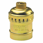 Medium Base Brass Shell Incandescent Lampholder, Keyless, Single Circuit, Brass