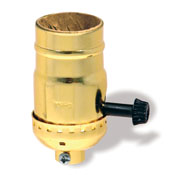 Medium Base Complete, Brass Shell Incandescent Lampholder, Removeable Turn Knob, Brass
