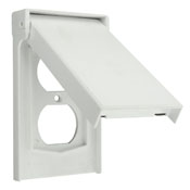 1-Gang Duplex Device Wallplate Cover, Weather-Resistant, Thermoplastic, Device Mount, Vertical, Gray