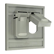 1-Gang Duplex Device Wallplate Cover, Oversize, Weather-Resistant, Thermoplastic, Device Mount, Horizontal, Gray