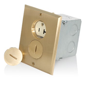 20-Amp, 125-Volt, Floor Mounting Duplex Receptacle, Straight Blade, Commercial Grade, Self Grounding, Ivory