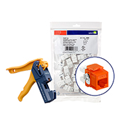 150 eXtreme Cat 6 QuickPort Connectors, Orange, Kitted with Jack Rapid Tool