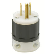 15 Amp, 125 Volt, NEMA 5-15P, 2P, 3W, Industrial Grade, Plug, Straight Blade, Grounding, Power Indication, Black-White