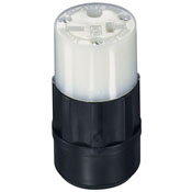 15 Amp, 250 Volt, Connector, Straight Blade, Industrial Grade, Grounding, Power Indication, Black-White