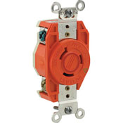 20 Amp, 600 Volt, NEMA L9-20R, 2P, 3W, Flush Mtg Locking Receptacle,Industrial Grade, Isolated Ground, V-0-MAX - Orange