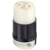 30 Amp, 277/480 Volt 3PY, NEMA L22-30R, 4P, 5W, Locking Connector, Industrial Grade, Grounding - Black-White