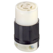 20 Amp, 120/208 Volt 3PY, NEMA L18-20R, 4P, 4W, Locking Connector, Industrial Grade, Non-Grounding - Black-White